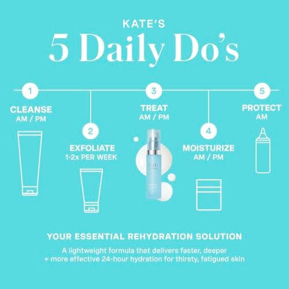 Kate Somerville HydraKate Recharging Hydration Serum - Instant Hydration with Hyaluronic Acid, Fast-Acting Skincare Formula, Glow-Boosting Serum, 30ml