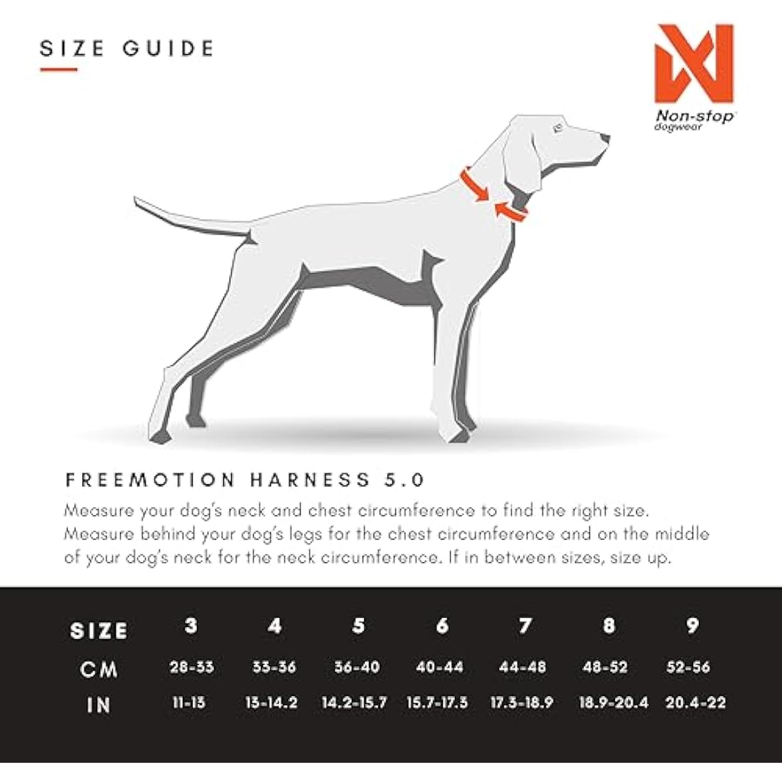 Non-stop dogwear Freemotion harness 5.0 Dog Pulling Harness for Sports like Running, Biking and Skiing with Dogs, Professional Adjustable Dog Harness, Orange/Black, Size 6