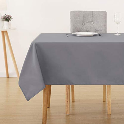 Deconovo Home Decorative Oxford Wipeable Tablecloth Rectangle Water Resistant Tablecloth for Chipboard Table 130x220(51x87in) cm Grey
