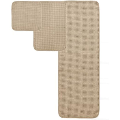 POLYTE Microfibre Oversize, 76 x 152 cm, Quick Dry Lint Free Bath Towel Set, 6 Piece (White,Beige, Waffle Weave)