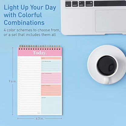 S&O Daily Planner Notepad for Productivity - 52 Page Routine Journal- Undated Writing pad and Organizer – Everyday To-Do List Action list - Coiled Regular Task Checklist- PINK
