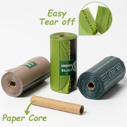 GREENER WALKER Poo Bags for Dog Waste, 540 Extra Thick Strong 100% Leak Proof Biodegradable Dog Poo Bags (Green)