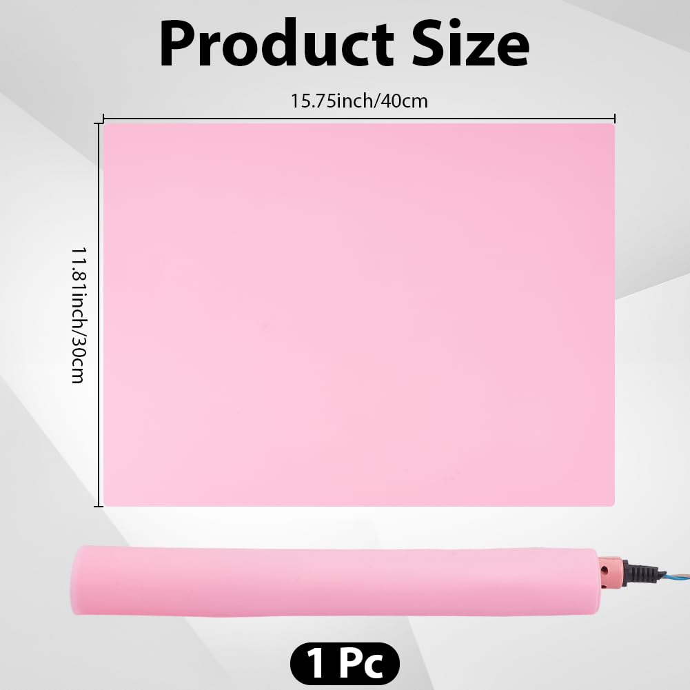 CREATCABIN Silicone Makeup Mat Pink Heat Resistant Mat Waterproof Portable Reusable Curling Iron Pad Vanity Countertop Protector Sheet for Make up
