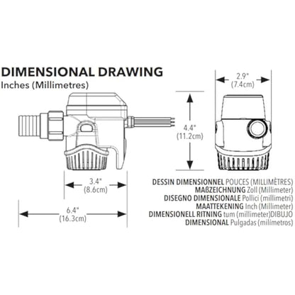 Rule RM1100B Rule Mate 1100GPH 12V Level Sensing Bilge Pump