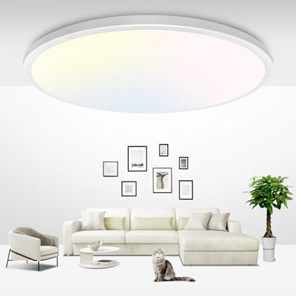 zemty 36W 42CM LED Ceiling Light, Large Bathroom Lights Ceiling 3000K/4500K/6000K,3 Color Temperature Flush Round Ultra Thin for Living Room,Office,Bedroom,Bathroom,Kitchen