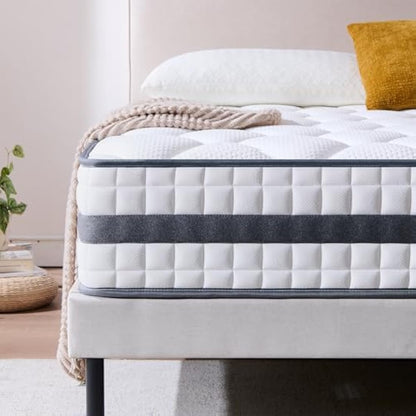 Twirest King Mattress, Hybrid Memory Foam and Spring, Zonal Support, Decompression, Medium Firm, Soft and Breathable Cloth, Mattress-in-Box, 150x200x22cm