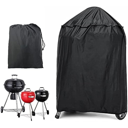 JTDEAL Kettle BBQ Cover Round Barbecue Cover Waterproof Heavy Duty BBQ Cover Windproof Grill Cover Outdoor BBQ Grill Cover with Drawstring and Storage Bag for Weber, Brinkmann,Char Broil (58x77cm)