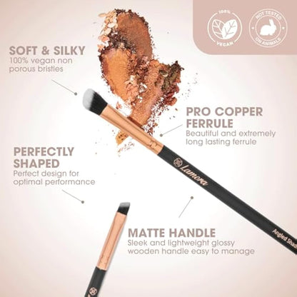 Make Up Eye Brushes Set - Eyeshadow Eyeliner Blending Crease Kit - Best Choice 7 Piece Essentials - Pencil, Shader, Tapered, Definer - Vegan Synthetic Bristles That Last Longer, Apply Better Makeup