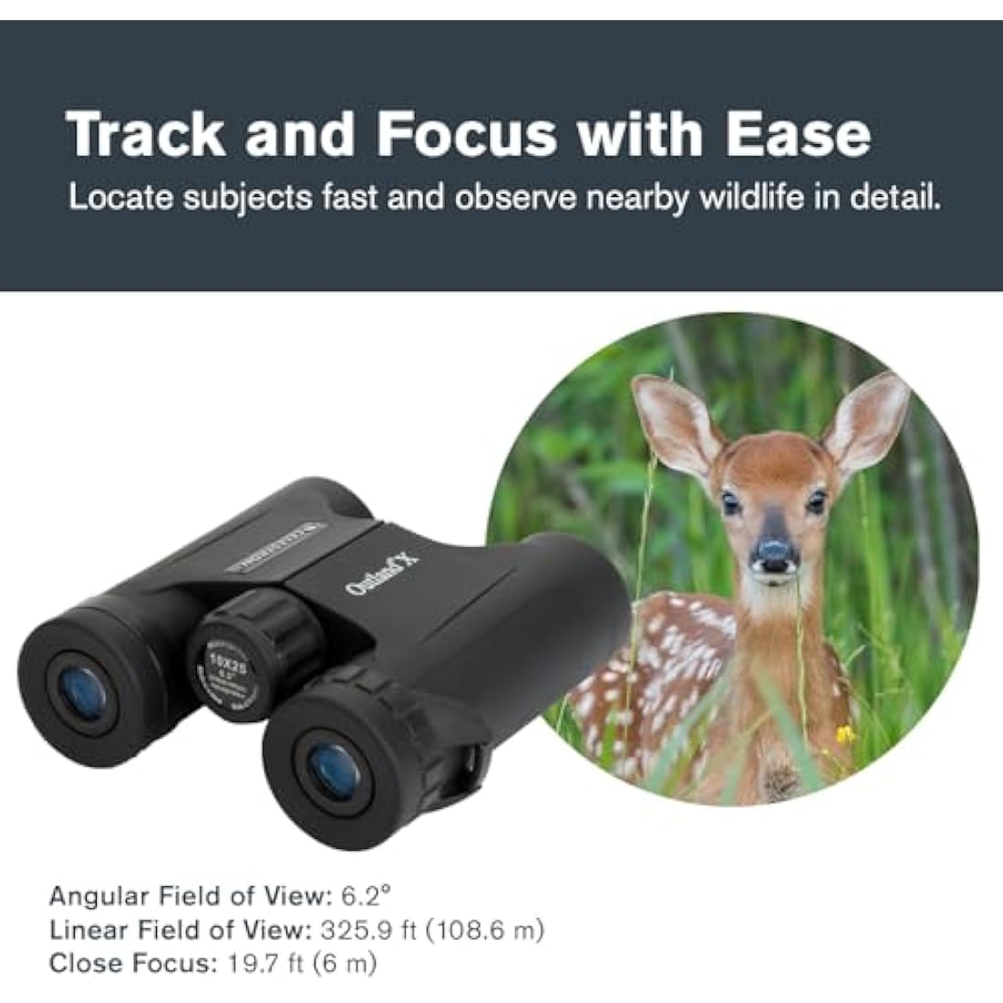 Celestron 71341 10 x 25 Outland X Binocular, Black