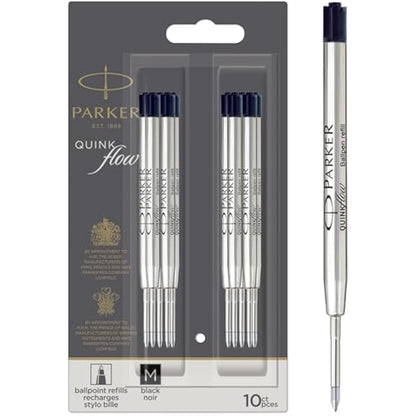 Parker Ballpoint Pen Refills | Medium Point | Black QUINKflow Ink | 10 Count