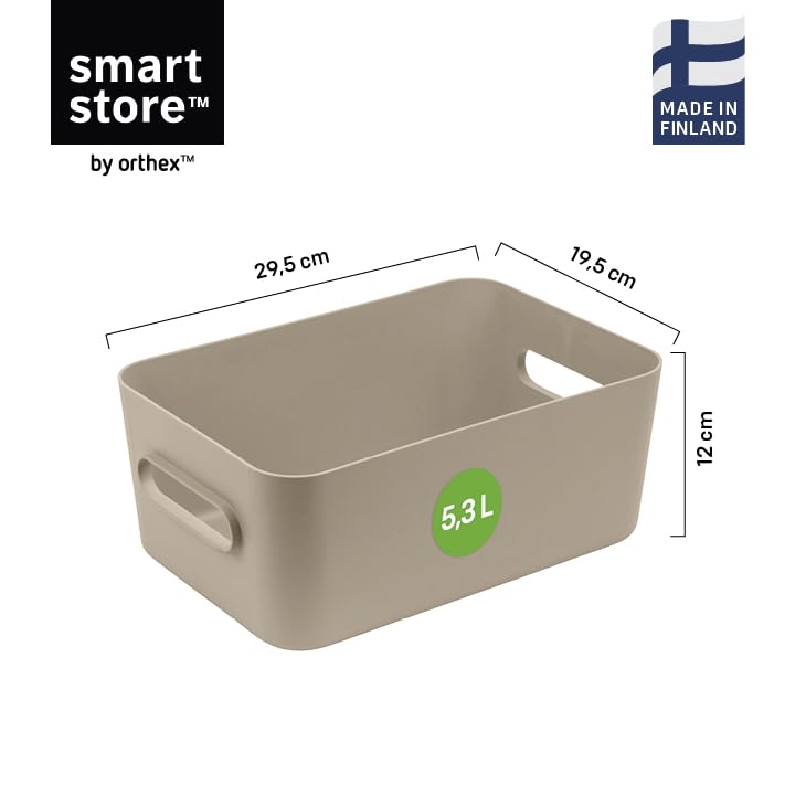 SmartStore Medium Plastic Storage Box with Handles 3× 5.3 L | Organiser Basket for Bathroom, Laundry, Kitchen, Office Drawers and Shelves