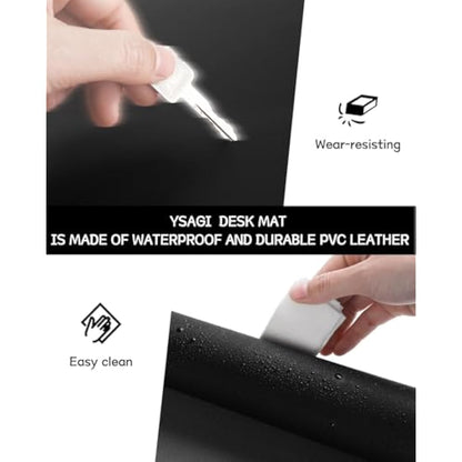 YSAGi Non-Slip Desk Pad, Waterproof PVC Leather Desk Table Protector, Ultra Thin Large Mouse Pad, Easy Clean Laptop Desk Writing Mat for Office Work/Home/Decor (80 x 40 cm, Black)