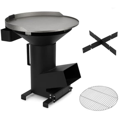 Onlyfire Outdoor Rocket Stove 3 in 1 Multifuctional Camping stove with Cooking grate and Griddle plate for Backpacking, Hiking, Cooking
