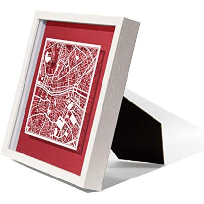 O3 DESIGN STUDIO Dublin Marco de Papel para mapas, White map, White frame, 9x9 inches, Gift Boxed, 4 background color, self-changing, Paper Art