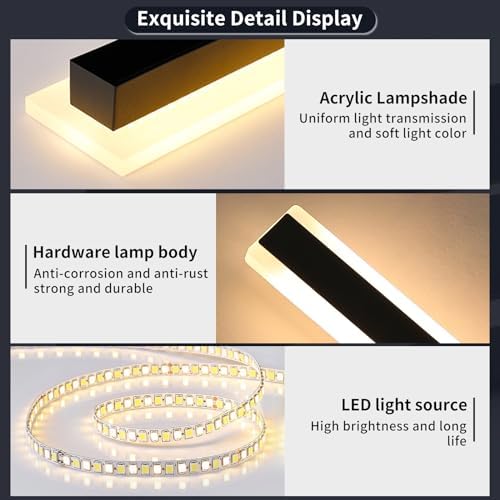 Mikeru 150cm Outdoor Garden Wall Light, 48W Minimalist Exterior Wall Lights 2Pack Christmas Lights Outdoor Warm White 3000K Hard Wired Downlight Wall Light 5300 Lumens for Cabinet, Balcony