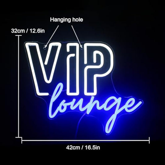VIP Lounge Neon Signs for Wall Decor LED Neon Light for Room Decor VIP Light up Sign with USB Powered for Home Decor,Hotel,Club,Cafe,Bar,Office,Shopping Mall (white&blue)