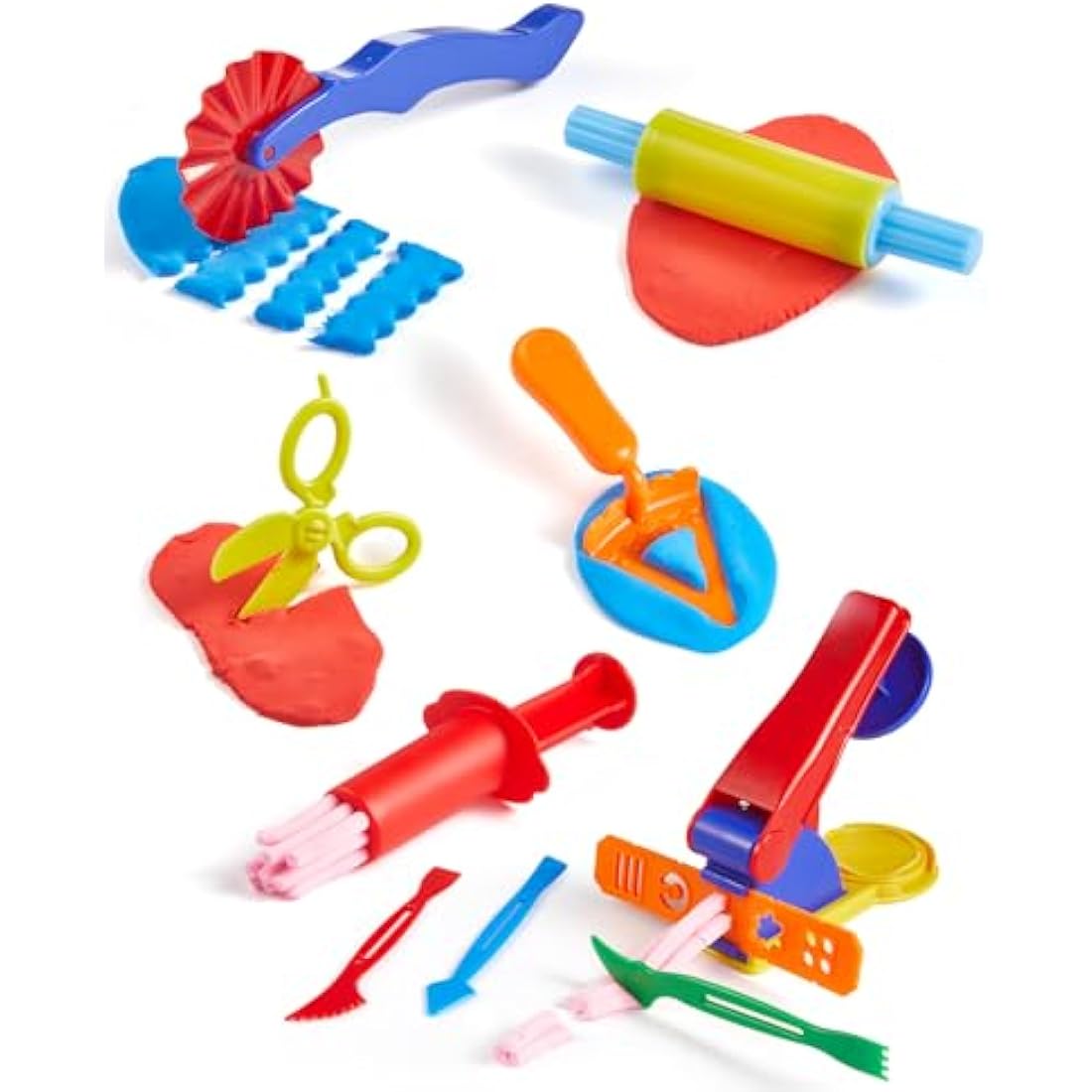 Lictin Clay Dough Tools Kit, 43Pcs Clay Modelling Tool Kit Includes Stamp, Extruder, Rollers, Cutters Molds, Multicolored Plastic Dough Play Tools Accessories (Vegetable, Fruits and Food Series)
