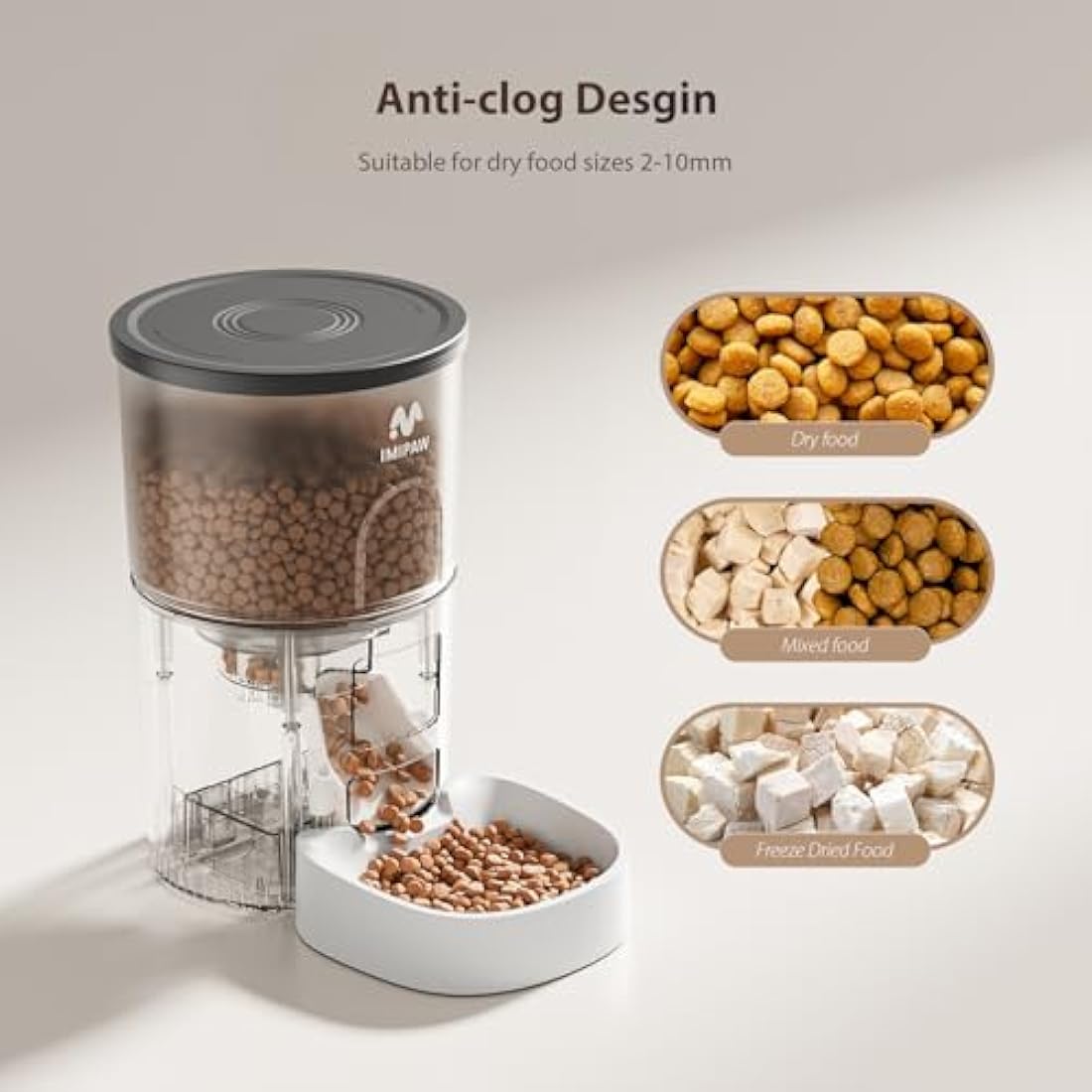 IMIPAW Automatic Cat Feeder and Water Fountain, Timed Pet Dry Food Dispenser, Programmable Portion Control, 1-6 Meals Per Day, Cats Drinking Fountain with Filter, Small Pets, 3L Combo
