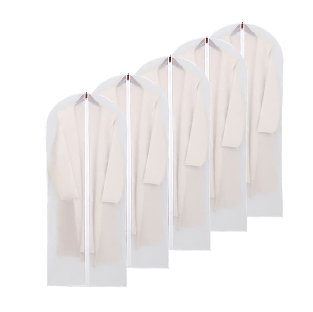 Garment Covers Dustproof Clothes Covers Moth Proof Coat Bag with Zip PEVA Translucent Dress Cover Waterproof Anti-mite Breathable Suit Protector 5pcs