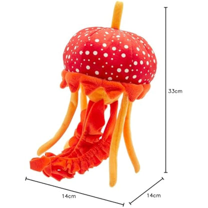 Zappi Co 100% Recycled Plush Jellyfish Orange Toy (33cm Height) Stuffed Soft Cuddly Eco Friendly animals Collection For New Born Child First kid