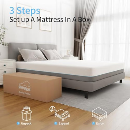 wowttrelax Memory Foam Mattress, 3FT Single Mattress, Medium Firm, Soft Skin-friendly Durable, Breathable Comfort Sleep, Back Pain Support (90x190x20cm)