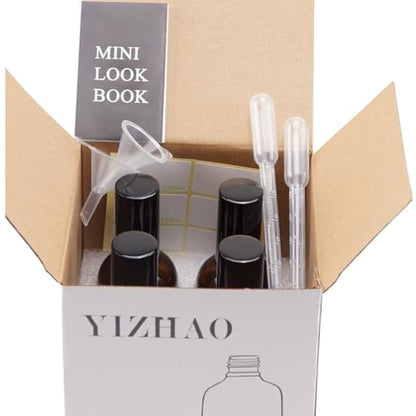 Yizhao 100ml Black Glass Spray Bottle for Essential Oils, Small Empty Fine Mist Spray Bottle, for Cleaning, Aromatherapy, Cosmetic Sprays, Hair –4 Pcs