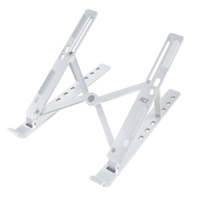 ACT Aluminium Foldable Laptop Stand for Desk V-Shape, Ergonomic Laptop Riser up to 15.6”, Adjustable Height 6 Positions