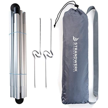 Premium Lycra Beach Tent - Beach Shelter Pop Up Sun Shade "Ole" with Aluminium Poles and Fillable Sand Anchor Blue (210 x 210 cm)