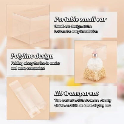 BENECREAT 20PCS 14x7x7cm Clear Wedding Favour Boxes Rectangle PVC Transparent Gift Boxes for Cake Candy Chocolate Birthday Party