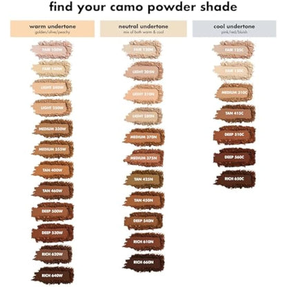 e.l.f. Camo Powder Foundation, Lightweight, Primer-Infused Buildable & Long-Lasting Medium-to-Full Coverage Foundation, Tan 450 N