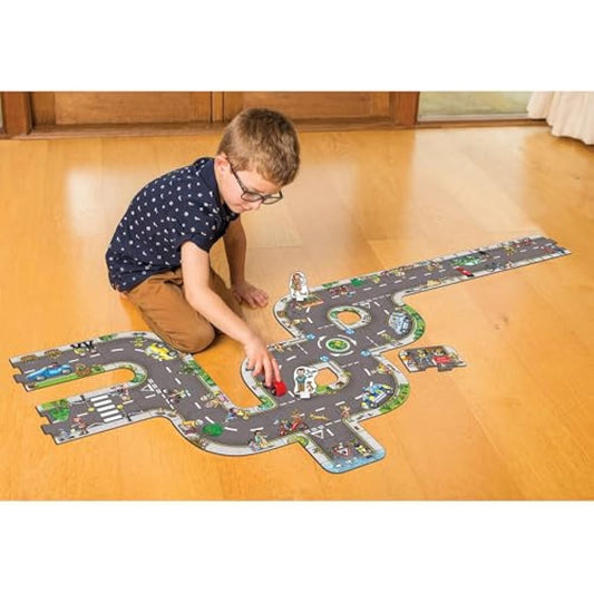 Orchard Toys Giant Road Floor Puzzle - Large Interchangeable Car Track Jigsaw Puzzles for 3 Year Olds - Alternative Road Mat for Toy Cars - Educational Kids Jigsaw for Toddlers - Age 3+