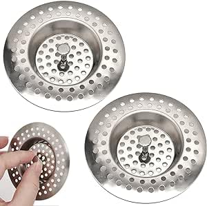 (Set of 2) Stainless Steel Kitchen Sink Strainer Plug with Upgrade Handle, Standard Strainer Drain Protector for Bathroom/Kitchen