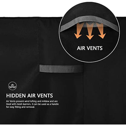 Dokon Garden Furniture Covers Waterproof Heavy Duty 600D Oxford Fabric Garden Table Cover with Air Vent Windproof Anti-UV Outdoor Table and Chairs Covers, Patio Set Cover Round Ø128x71cm - Black