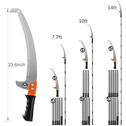 Walensee Pole Saws for Tree Trimming 235cm Lightweight Manual Stainless Steel Extension High Pole Pruning Pole Saw with Blade for Trimmer Branches Pole Cutter and Pruner at Forestry Yard Garden Patio