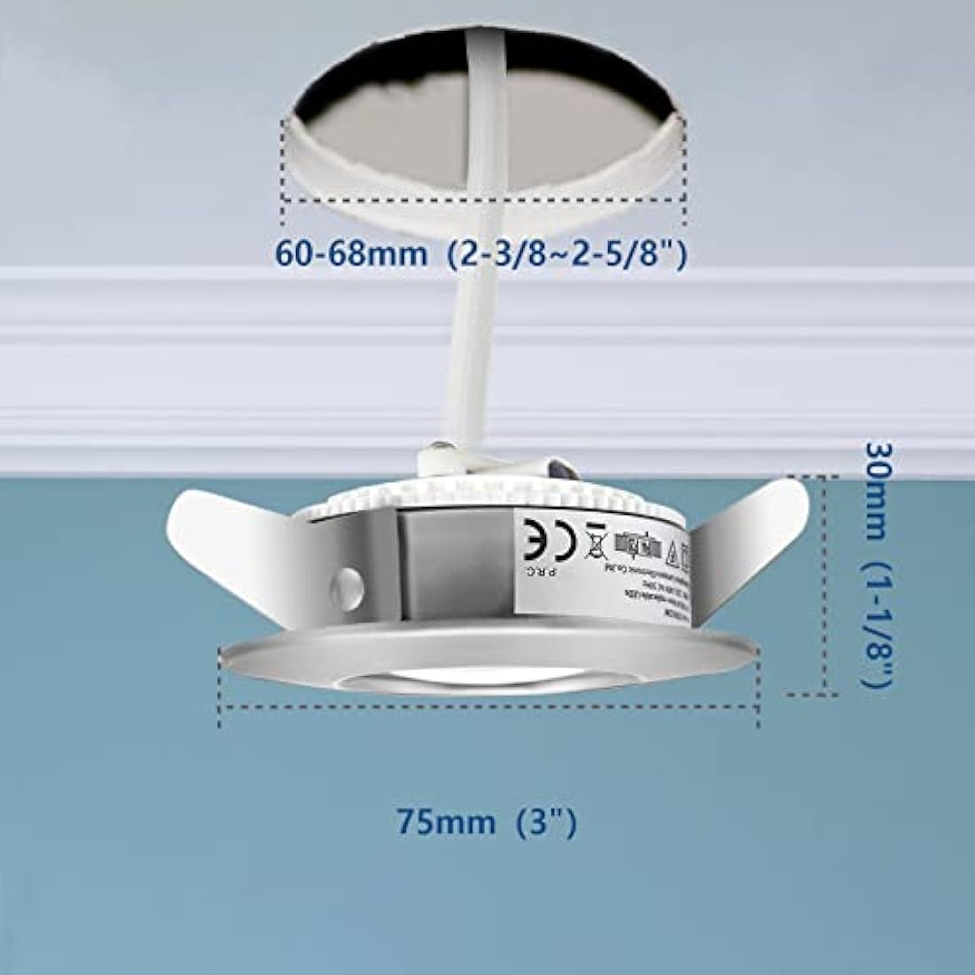 HiBay 6X 5W Recessed Ceiling Lights Ultra Thin Down Light IP44 Spotlight Chrome Warm White LED Downlights for 60-68mm Ceiling Hole of Bathroom Kitchen Soffits