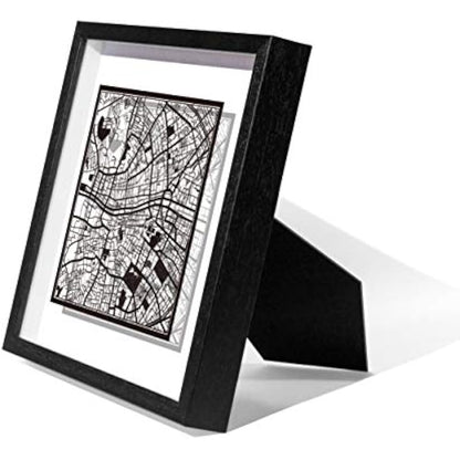 O3 DESIGN STUDIO Dublin Marco de Papel para mapas, Black map, Black frame, 9x9 inches, Gift Boxed, 2 background color, self-changing, Paper Art