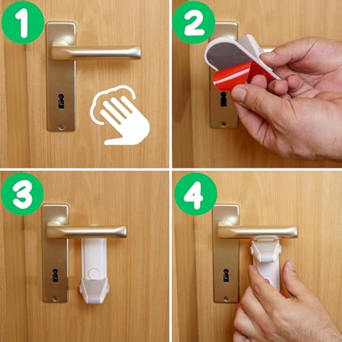 Door Handle Lock, 2 pcs, White, for Children and Pets, Prevents Opening of Doors, Child Proof Door Lock, Toddler Door Latch, Baby Safety Door Blocker, Childproof Door Lever Lock, Babyproofing Door
