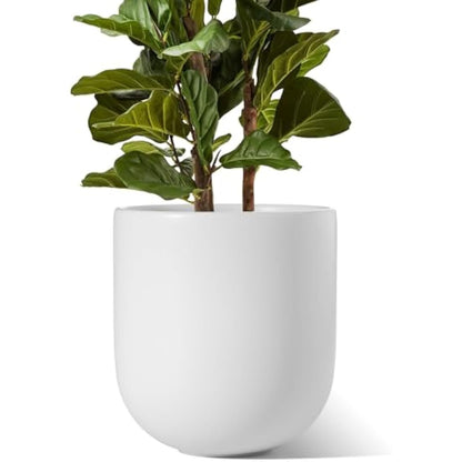 LE TAUCI 30 cm Plant Pot, Ceramic Large Planters for Indoor Plants, Indoor Plant Pots for Home Garden Patio Office, Outdoor Flower Pots with Drainage Holes and Rubber Plug, White