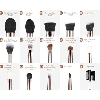 Professional Makeup Brushes Set 17PCS Beauty Tool Kits for Eye Face Foundation Blender Concealer Makeup Brush With Rotating Turnable Holder