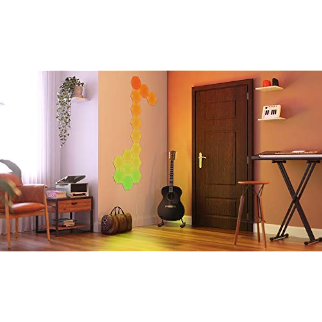 Nanoleaf Shapes Hexagon Starter Kit, 15 LED Smart Light Panels - Dimmable & Modular Wi-Fi Wall Mood Lights, Works with Alexa Google Assistant Apple Homekit, for House Room Decor or Desk