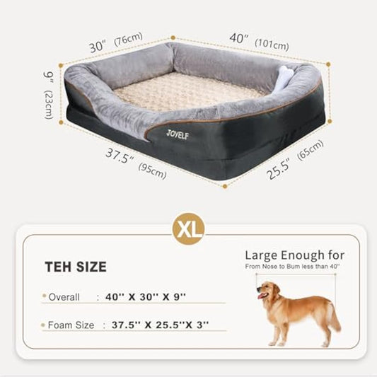 JOYELF XLarge Memory Foam Dog Bed, Orthopedic Dog Bed & Sofa with Removable Washable Cover and Squeaker Toy as Gift