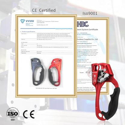 NewDoar UIAA & CE Certified Hand Ascender Rock Climbing Tree Arborist Rappelling Gear Equipment Rope Clamp for 8~13MM Rope