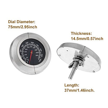 Mtsooning 1Pc 3" BBQ Thermometer Gauge Face 1000F Temperature Barbecue Charcoal Grill Smoker
