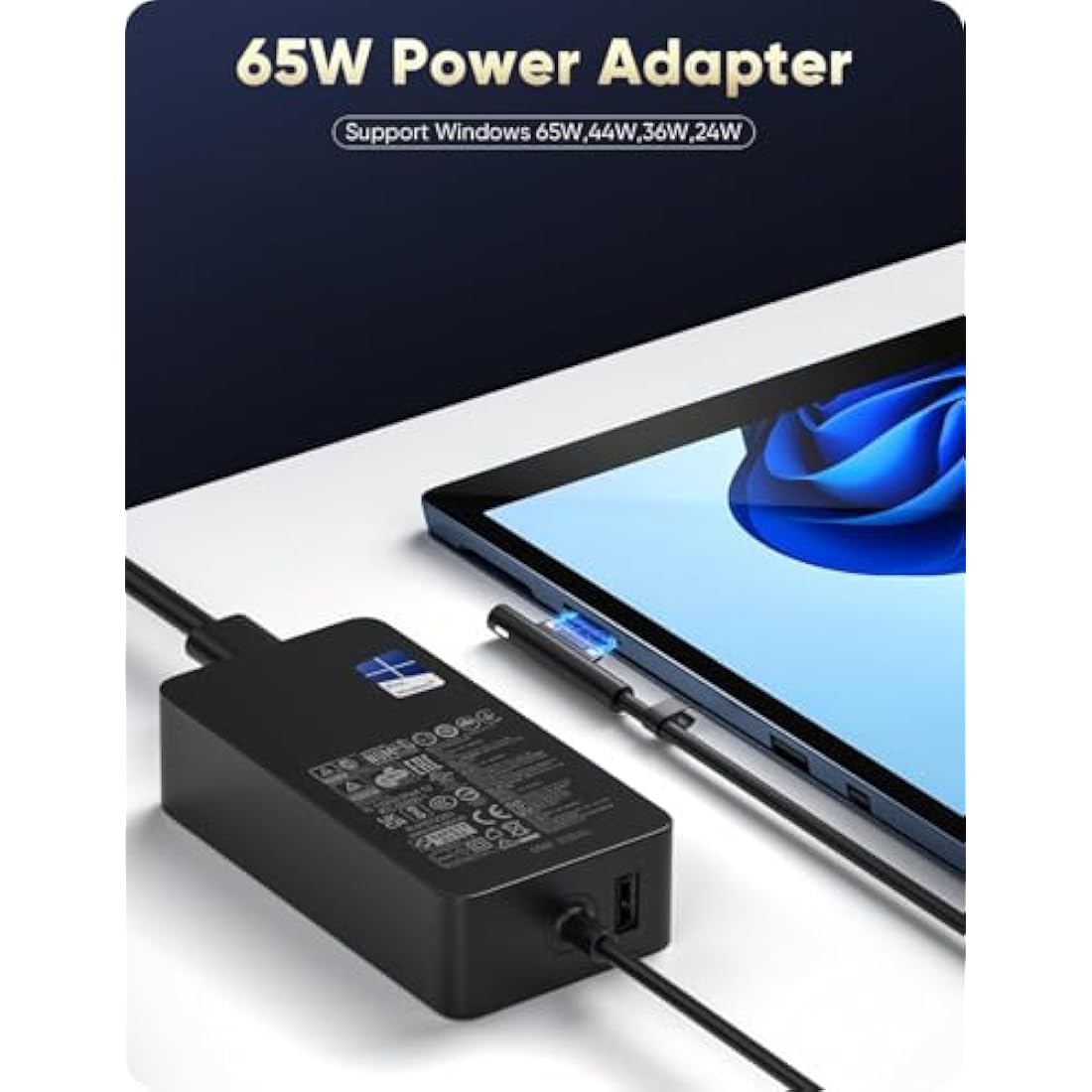 Surface Pro Charger,65W Microsoft Surface Charger for Surface Pro 3/4/5/6/7/7+/8/9, Surface Laptop 1/2/3/4/5/6/7, Surface Go1/Go2/Go3, Surface Book 1/2/3, Surface LaptopGo 1/2/3, Surface Laptop Studio