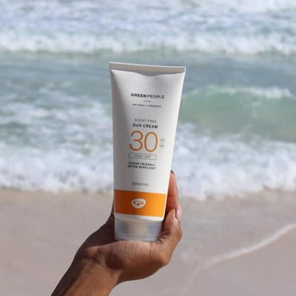 Green People Scent Free Sun Cream SPF30 - Natural Sunscreen for Face & Body - Suitable for Sensitive Skin - Non Comedogenic, Reef Safe, 200ml