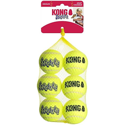 KONG - Toy Premium Squeak Tennis Balls, Gentle on Teeth - For Medium Dogs (6 Pack)