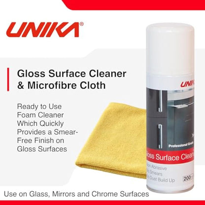 Unika Gloss Surface Cleaner and Microfibre Cloth - Twinpack