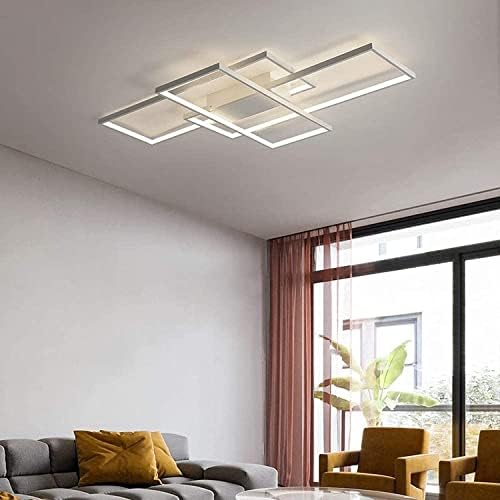 ASDMD LED Ceiling Light, 65W Modern Dimmable Ceiling Lighting, Square Ceiling Lamp with Remote Control for Living Room Dining Room Bedroom, 2700-6500K Close to Ceiling Light Fixture (White, 105CM)