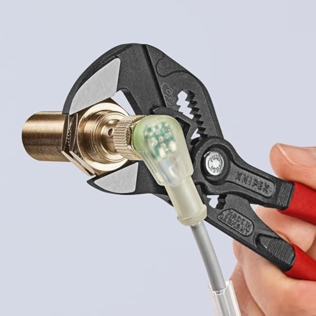 Knipex Pliers Wrench pliers and a wrench in a single tool grey atramentized, plastic coated 180 mm 86 01 180