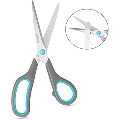 Asdirne Scissors, Stainless Steel Blades, Soft Grip Handle, Suitable for Households,Offices and Schools, Blue/Grey, 4 pcs/Pack